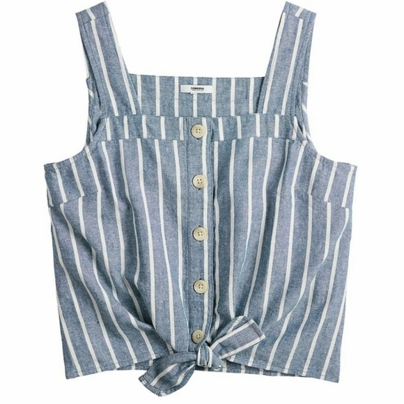 Sonoma Striped Square Neck Linen Tie Top NEW - Picture 6 of 6